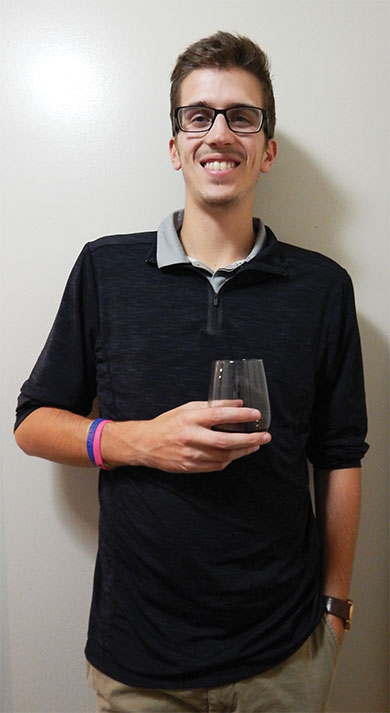 “I always order a glass of water with my drink” says 24 year-old Darren Crout as he enjoys his wine. 