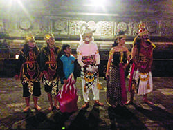 Inside the Penatara Temple, EvCC students watch the dancers tell story of Ramayana 