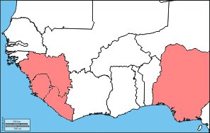 A map of the countries in West Africa currently effected by the Ebola Virus. 