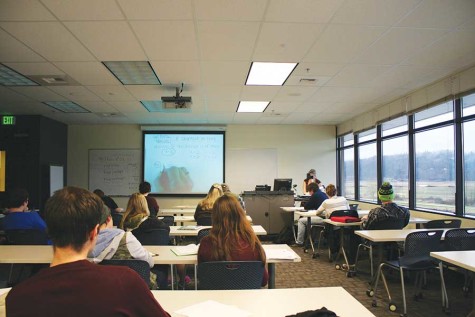 Students take a math class at EvCC’s East County Campus. Many students take a combination of face to face and online classes.