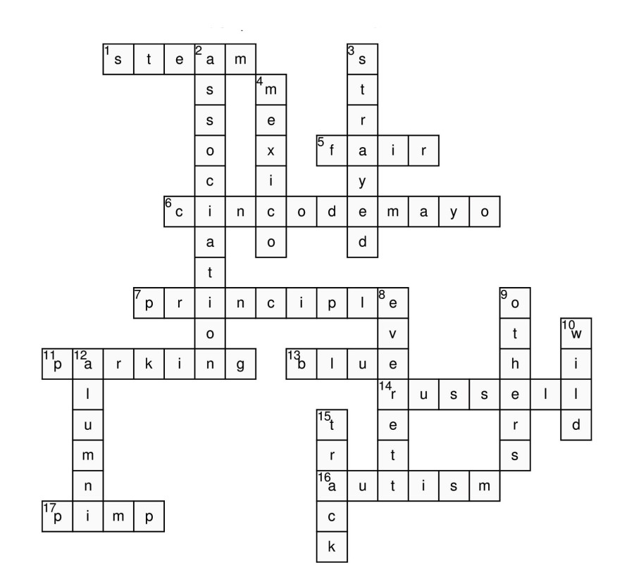 Cross Word Puzzle Key Issue 7