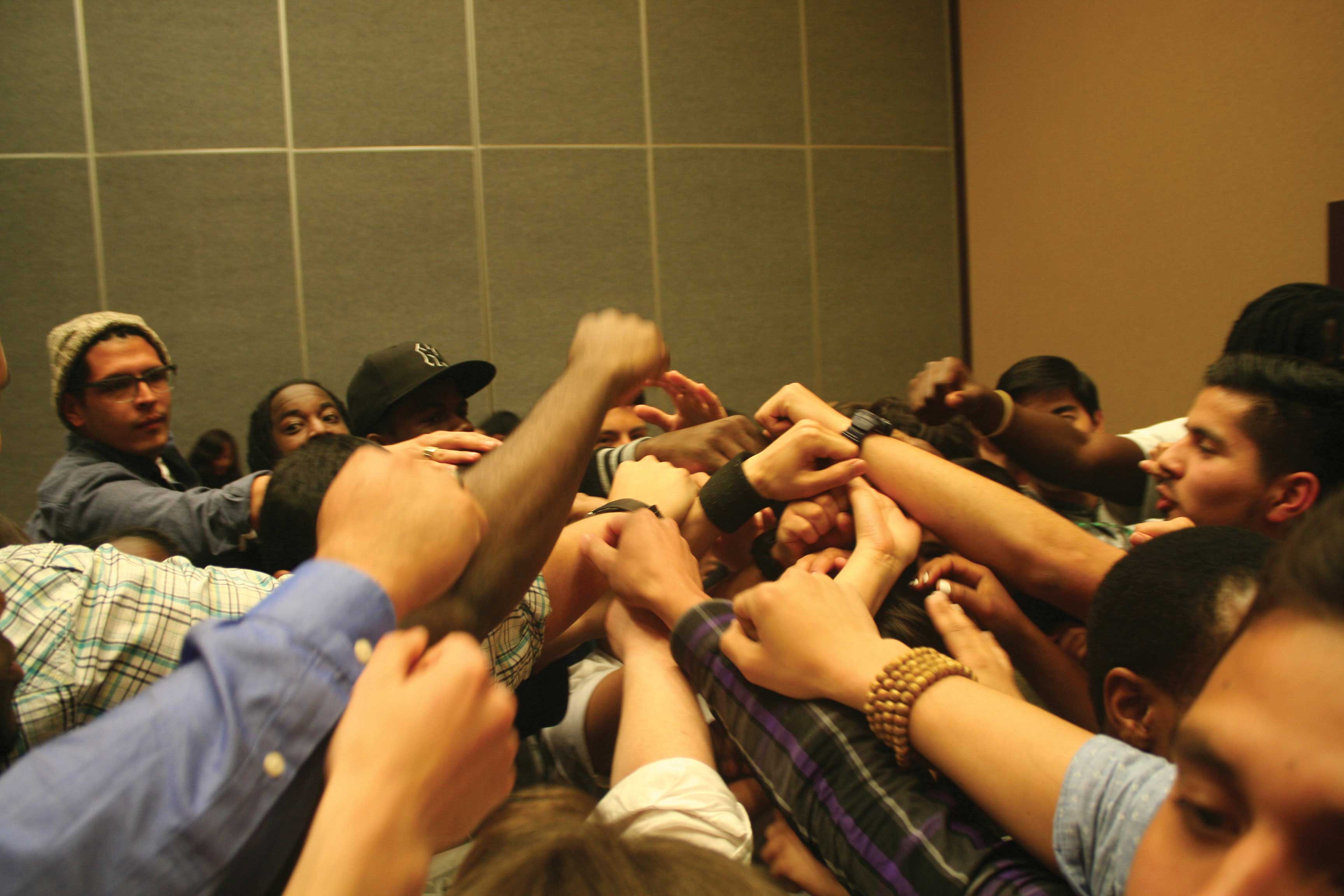 After our last check-in session with the school group. Pumping each other up for the last moments at Students Of Color Conference.