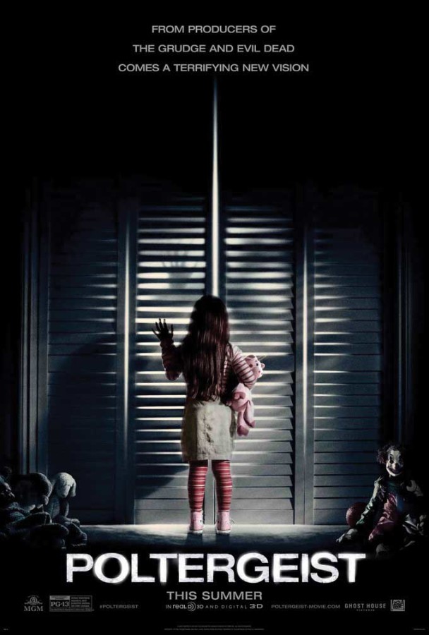 The poster for the remake of Poltergeist with the character of Madison Bowen hearing the voices of the apperations in the closet. // foxmovies.com/movies/poltergeist