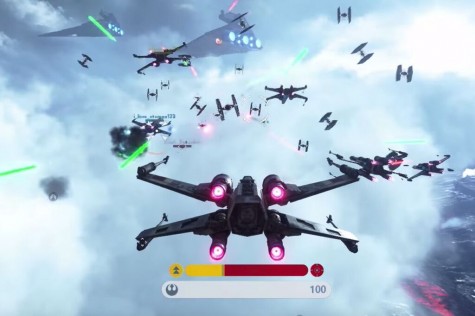 X-wings taking on some TIE fighters. No space battles, but air battles are still cool? 