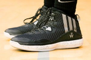 Chellyn Perea, #10 for the EvCC Women’s basketball team. She is rocking the Adidas John Wall 1’s in the Black and Grey colorway. 