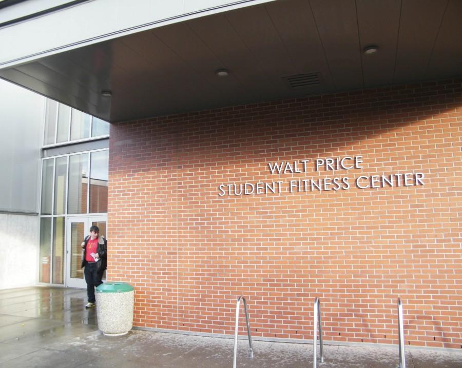  A student leaves the Walt Price Student Fitness Center.