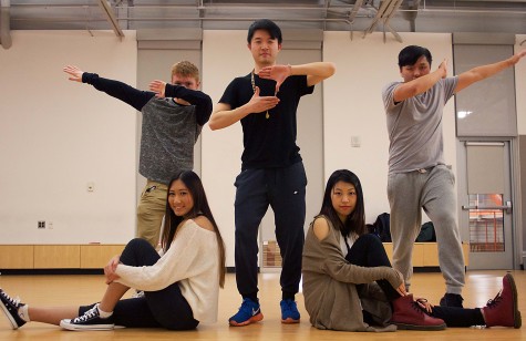 Miles Jones (far left)  poses with the EvCC Dance Club members pose for photo at club meeting. 
