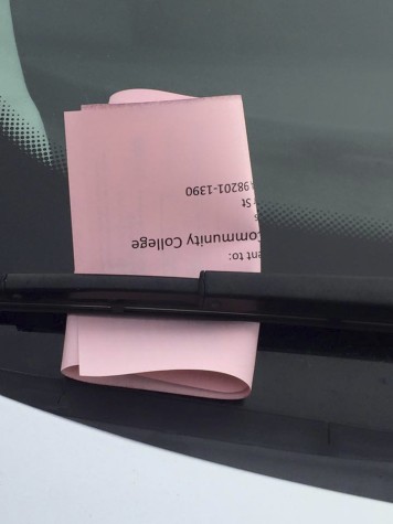 A parking ticket issued in the EvCC parking lot. 
