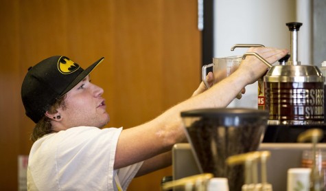 Coffee Connoisseur Stachio Glowaski  prepares a coffee for his customer. 