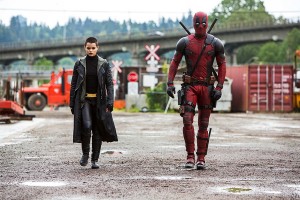 Deadpool, played by Ryan Reynolds, alongside X-Men’s Negasonic teenage warhead played by Brianna Hildebrand.