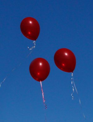 Three balloons sent off by the sophomores on the Trojan team has become a yearly tradition. These three balloons symbolize the three sophomores leaving the team. Nine white balloons were sent off by the freshman showing they will be returning next season.