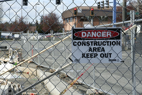 Major construction area zoned off as WSU Everett undergoes building.
