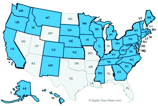 A map of the states that have made initiatives to protect net neutrality.