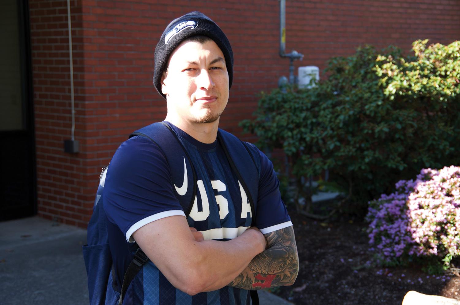 Bryan Flores, a member of the USA Karate Senior National Team and Army veteran, is studying sports science at EvCC in hopes of one day opening his own training facility.