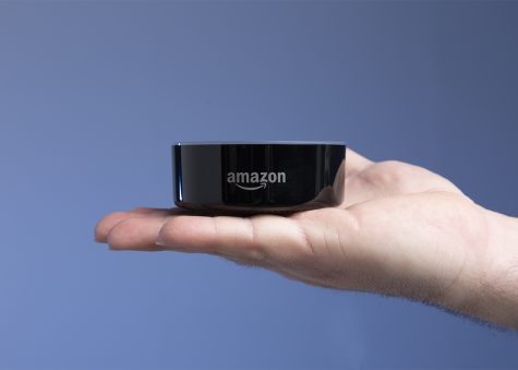 Shown: An Amazon Echo device, part of a pilot program on campus. “The goal is to provide these devices in 
areas to to make it highly accessible and engaging for students,” said William Frankhouser, IT lead web developer for EvCC.