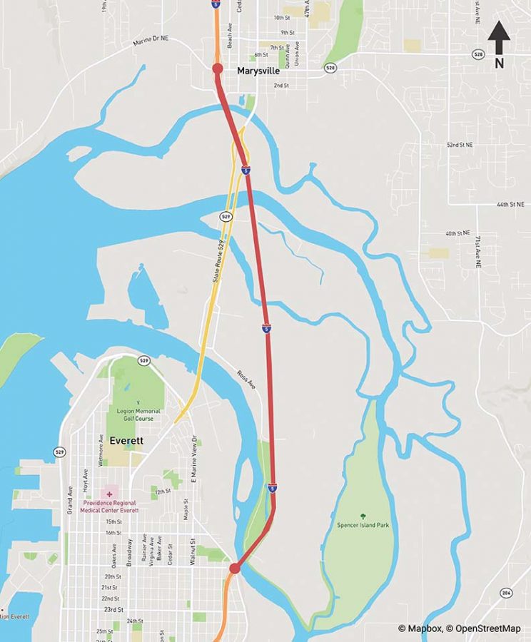 Plans to add peak-use shoulder lane between Marine View Drive in Everett and SR 528 in Marysville are currently being designed.