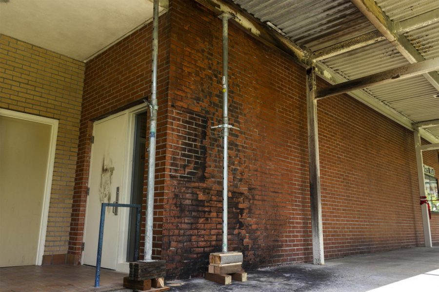 Garbage Can Fire Burns Baker Hall