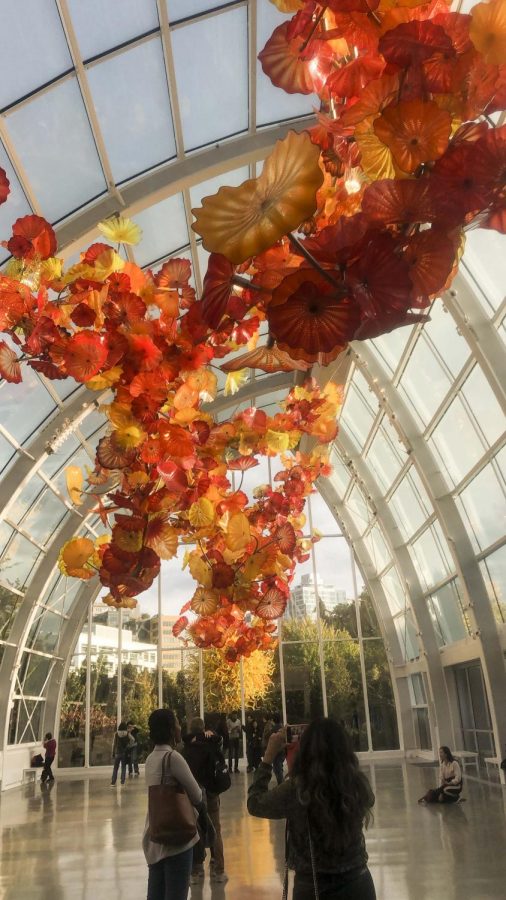 The Chihuly Garden and Glass exhibit located in the Seattle Center. There will be winter festivities held here every Sunday leading up to Dec. 25.