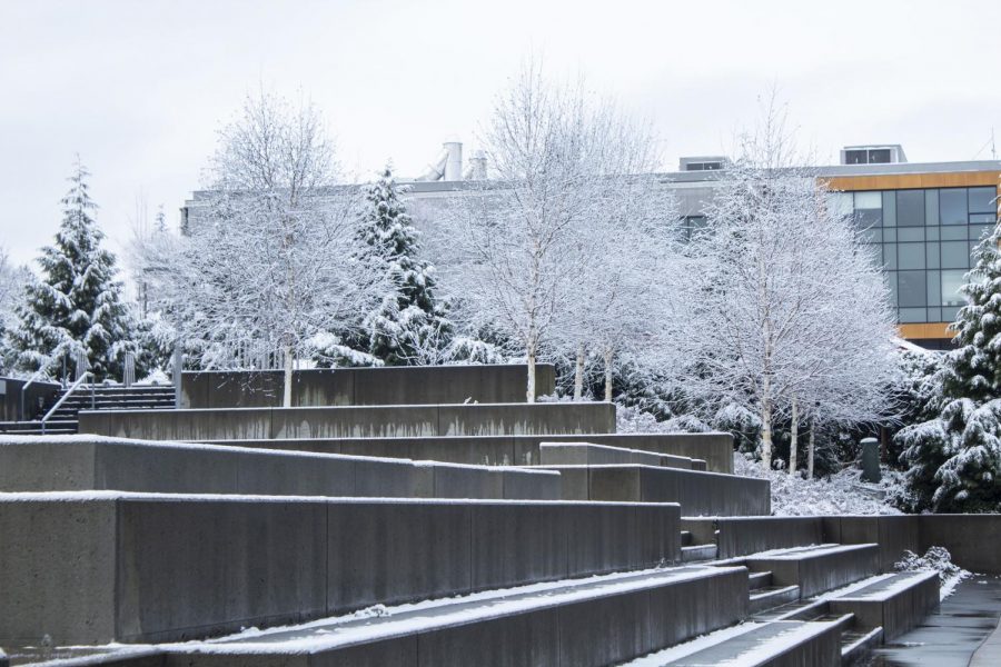 EvCCs Whitehorse Hall covered in a layer of snow on Monday, Jan. 13, 2020, which was the first day of campus closures.