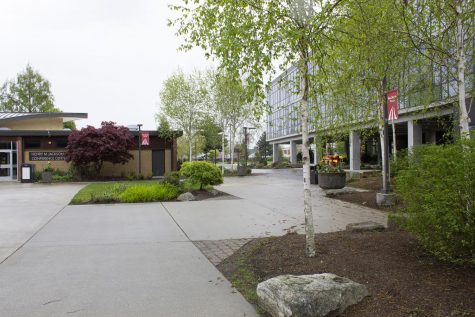 Empty EvCC campus on Apr. 27, 2020. In-person classes have been suspended since Mar. 5, 2020 to follow social distancing protocol because of the COVID-19 pandemic.