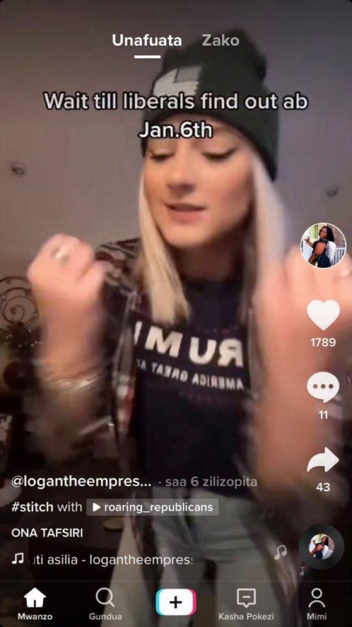 A Tik Tok post by a Trump supporter stating, Wait till liberals find out about Jan.6th referring to the demonstration at the Capitol Building.