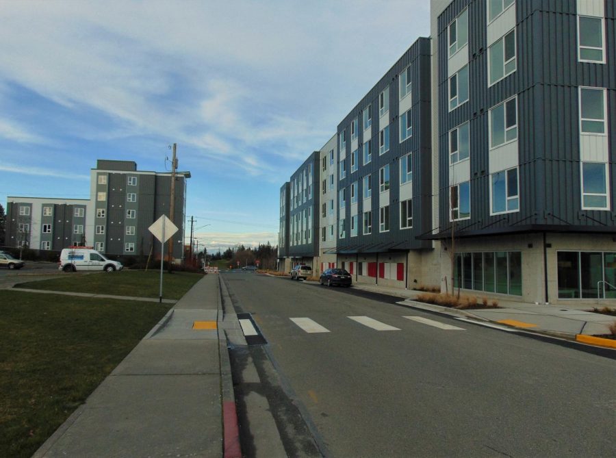 KoZ on Broadway (right) Mountain View Dorms (Left).