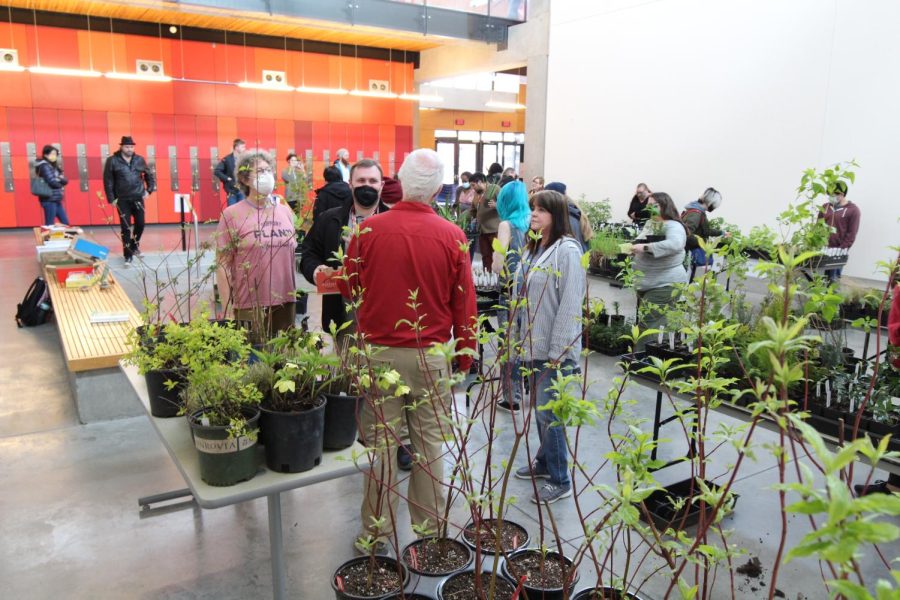 Students, Faculty and Everett community members gather in the common space of Whitehorse hall at EvCC for the 2022 Plant Swap put on by the sustainability team and the green fee committee of EvCC.