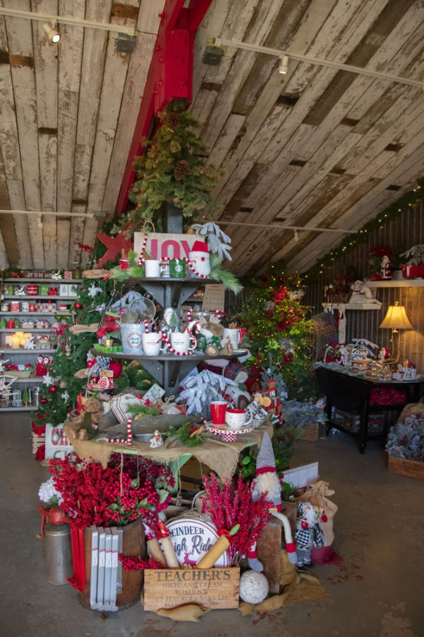 Christmas decor on display in the Wintergreen giftshop.