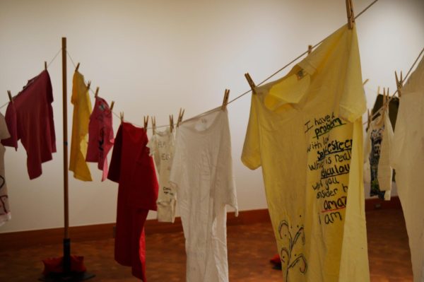 Shirts are designed by domestic violence survivors, with different colors signifying different forms of abuse.