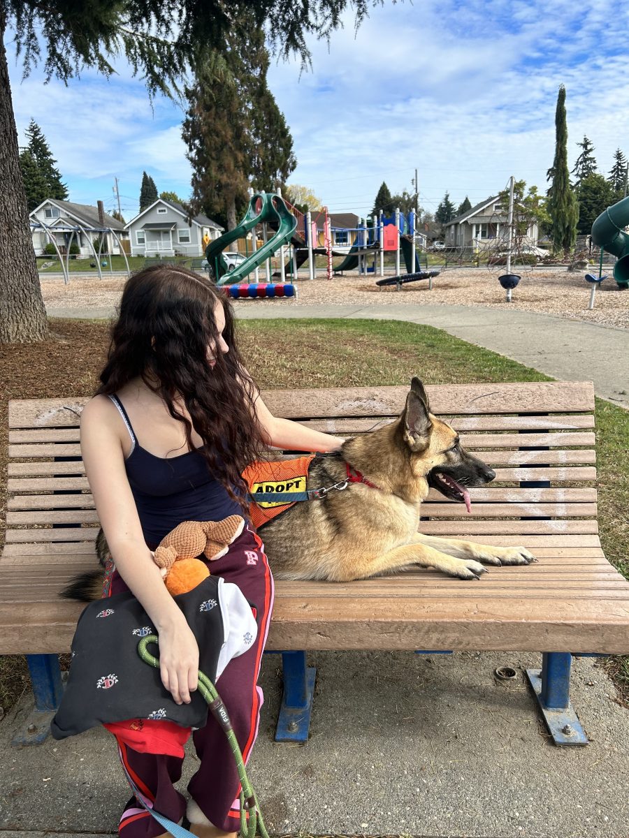 Kiana Brooke and Espresso enjoying the sunshine at Garfield Park in Everett.