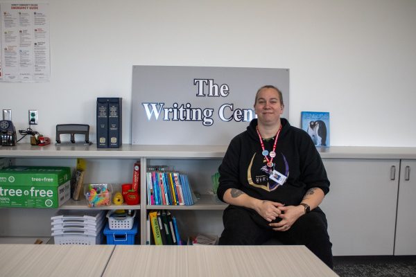 Jennifer McNiel works in The Writing Center tutoring students.