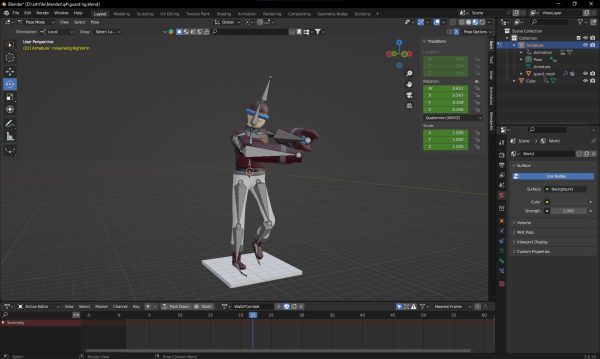 Project Virtualize guard model mid animation created in Blender provided by Intranet Studios