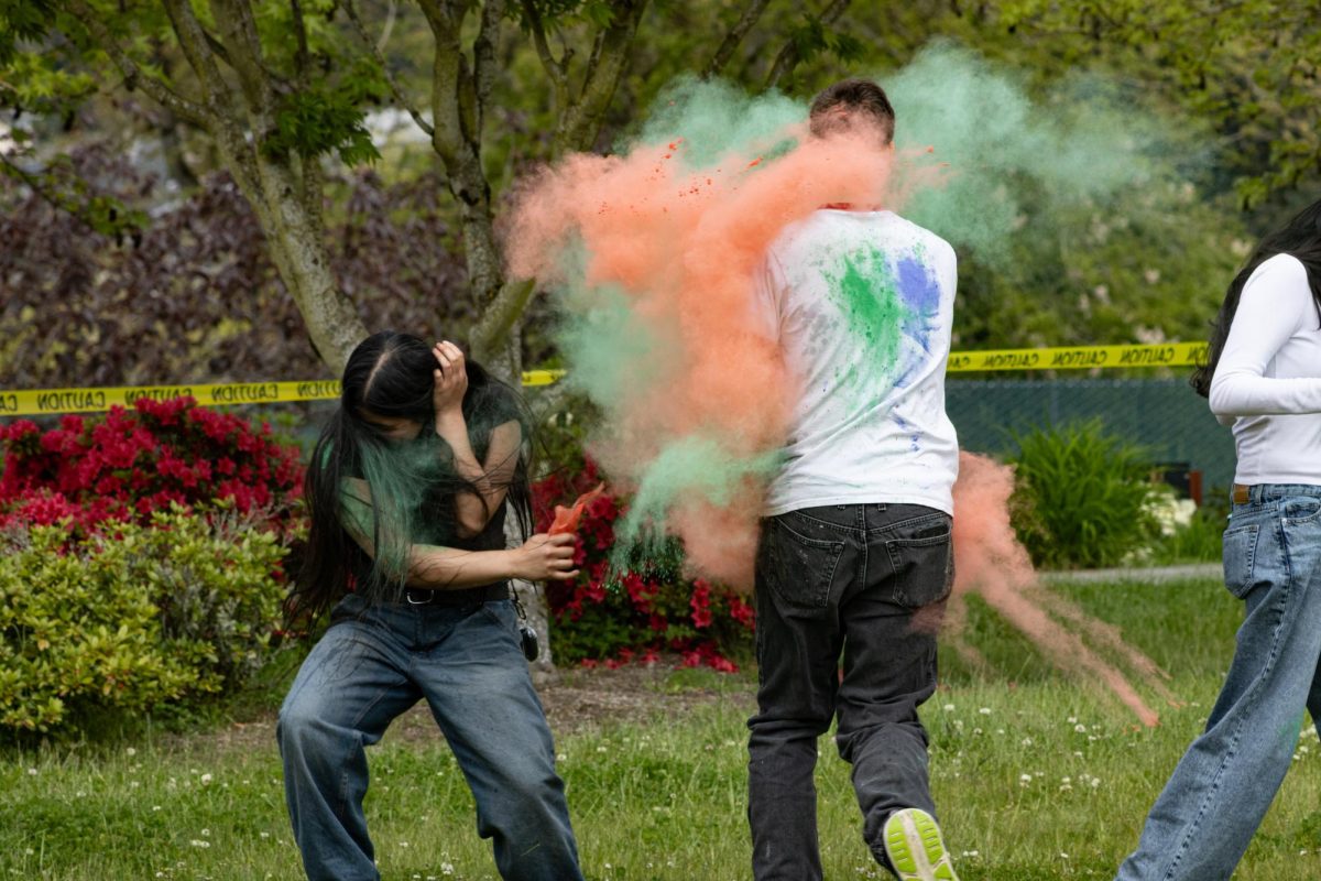 (Left to right) Nickaira Dequilla and Quincy Kozial’s clash resulted in a bright mixture of orange and green that littered the space between them.